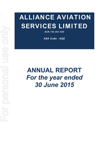 Thumbnail Alliance Aviation Services Annual Report 2015