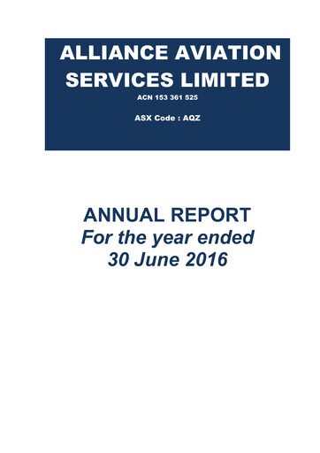 Thumbnail Alliance Aviation Services Annual Report 2016