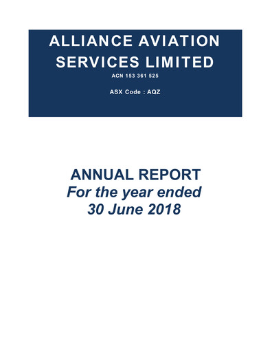 Thumbnail Alliance Aviation Services Annual Report 2018