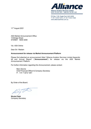 Thumbnail Alliance Aviation Services Annual Report 2021