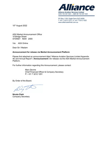 Thumbnail Alliance Aviation Services Annual Report 2022