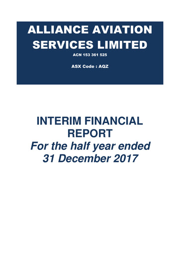 Thumbnail Alliance Aviation Services Financial Report 2018-h1