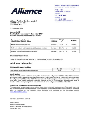 Thumbnail Alliance Aviation Services Financial Report 2024-h1