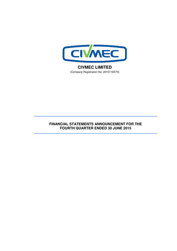 Miniature Civmec Limited Rapport financier 2015