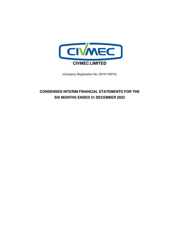 Miniature Civmec Limited Rapport financier 2024-h1