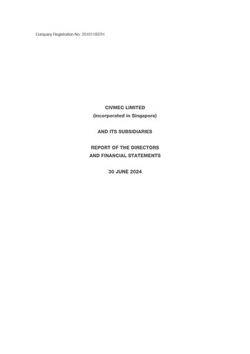 Miniature Civmec Limited Rapport financier 2024