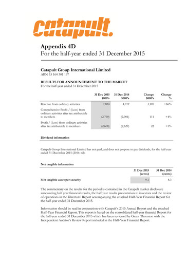 Thumbnail Catapult Group International Financial Report 2016-h1