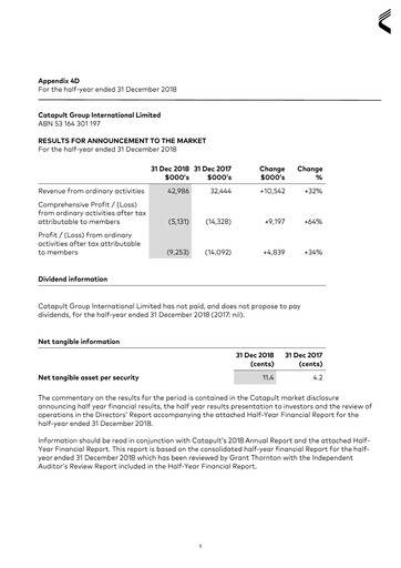 Thumbnail Catapult Group International Financial Report 2019-h1
