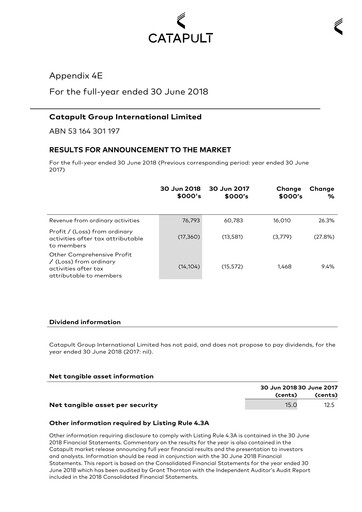 Thumbnail Catapult Group International Financial Statement 2018