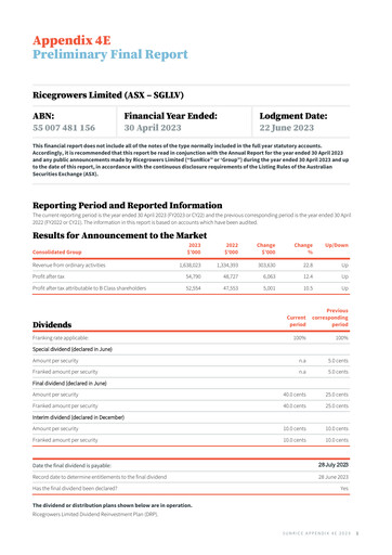Thumbnail Ricegrowers Limited Financial Report 2023