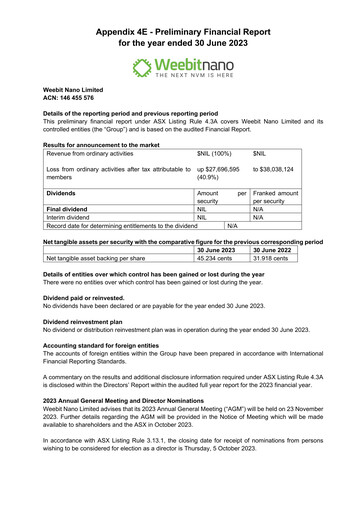 Vorschaubild Weebit Nano Jahresbericht 2022-2023