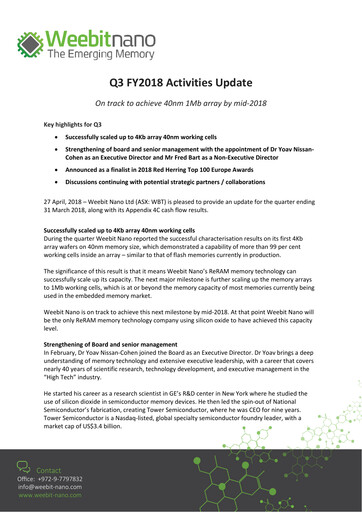 Thumbnail Weebit Nano Quarterly Report 2018-q1