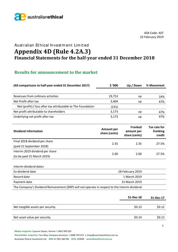 Thumbnail Australian Ethical Investment Limited Half-year Report 2019-h1