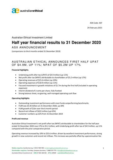 Thumbnail Australian Ethical Investment Limited Half-year Report 2021-h1