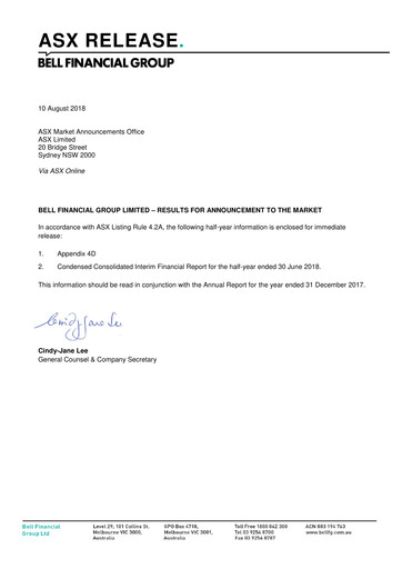 Vorschaubild Bell Financial Group Halbjahresbericht 2018-h1