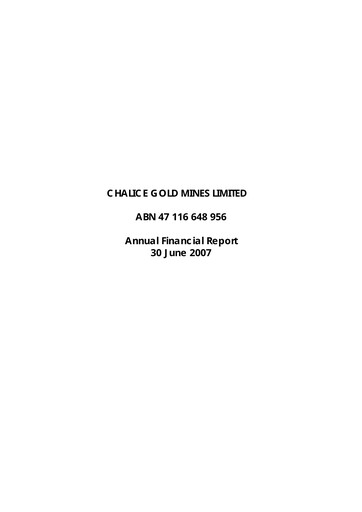 Thumbnail Chalice Mining Financial Report 2007
