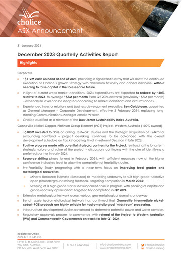 Thumbnail Chalice Mining Quarterly Report 2023-q4