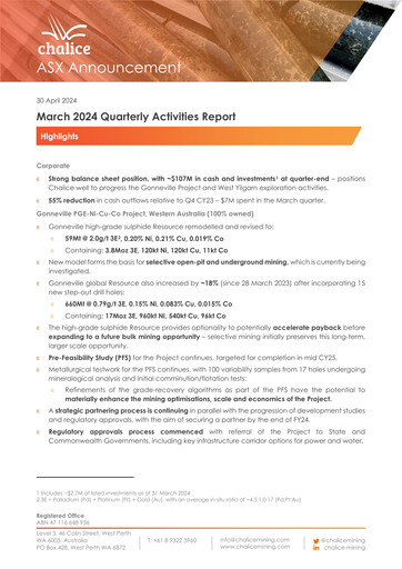 Thumbnail Chalice Mining Quarterly Report 2024-q1