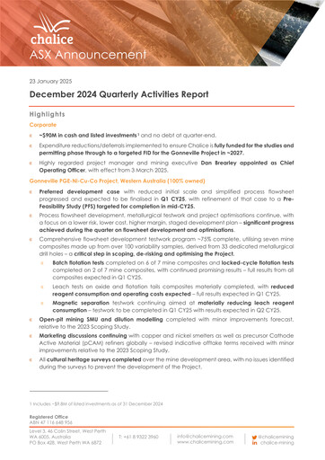 Thumbnail Chalice Mining Quarterly Report 2024-q4