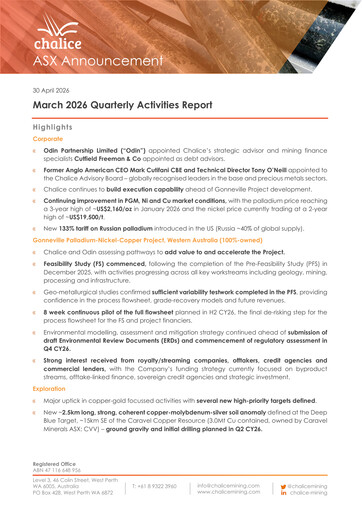 Thumbnail Chalice Mining Quarterly Report 2026-q1