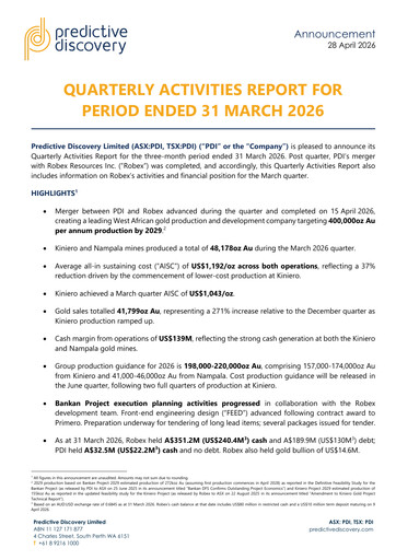 Thumbnail Predictive Discovery Limited Quarterly Report 2026-q1