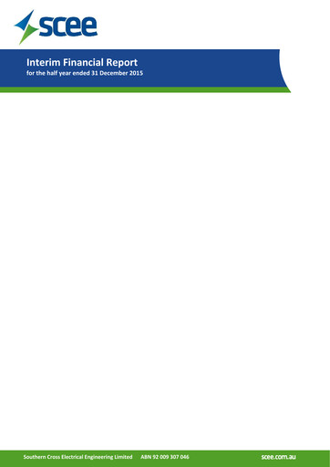 Miniature Southern Cross Electrical Engineering Rapport financier 2016-h1