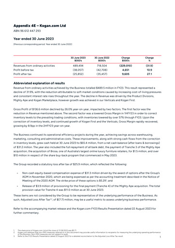 Vorschaubild Kogan.com Ltd Finanzmitteilung 2023