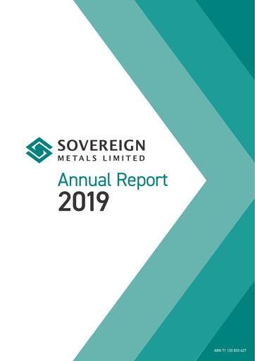Thumbnail Sovereign Metals Annual Report 2019