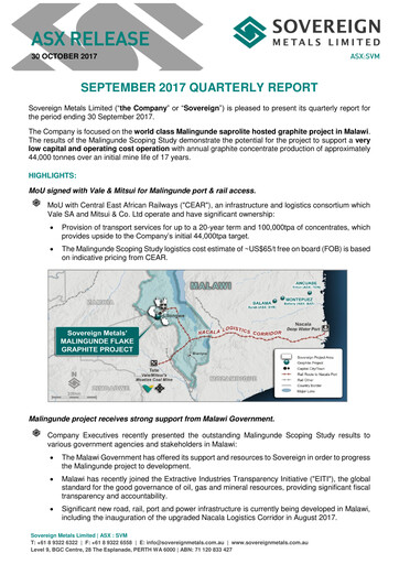 Miniature Sovereign Metals Rapport trimestriel 2017-q1
