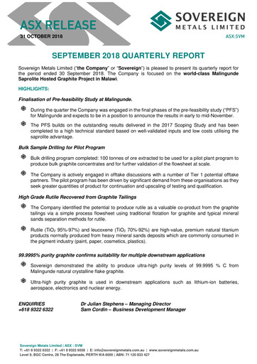 Miniature Sovereign Metals Rapport trimestriel 2018-q1