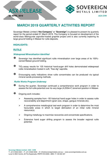 Miniature Sovereign Metals Rapport trimestriel 2019-q3