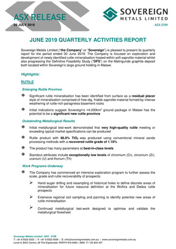 Miniature Sovereign Metals Rapport trimestriel 2019-q4