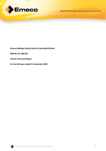 Thumbnail Emeco Holdings Financial Report 2011-h1