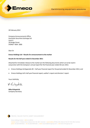 Thumbnail Emeco Holdings Financial Report 2012-h1