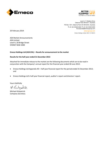 Thumbnail Emeco Holdings Financial Report 2014-h1