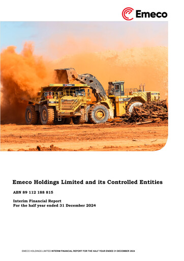 Thumbnail Emeco Holdings Financial Report 2025-h1