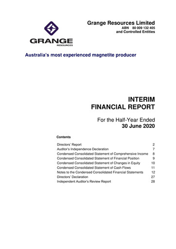 Thumbnail Grange Resources Financial Report 2020-h1