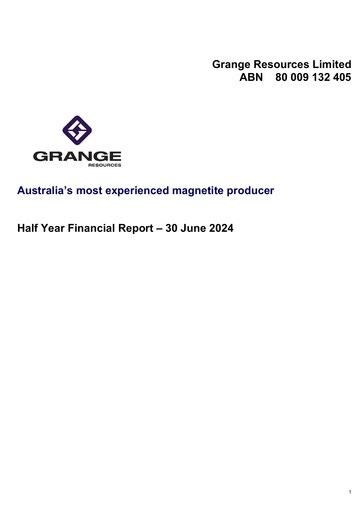 Thumbnail Grange Resources Financial Report 2024-h1