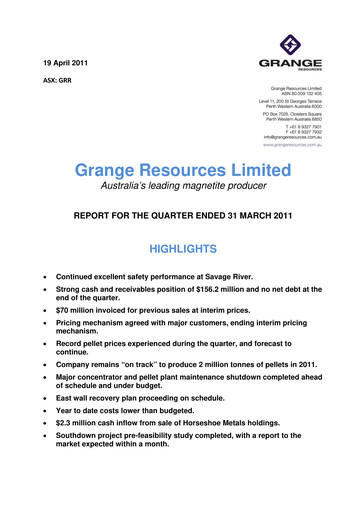 Vorschaubild Grange Resources Quartalsbericht 2011-q1