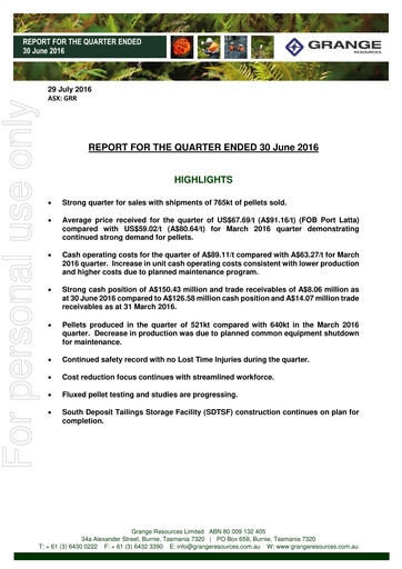 Vorschaubild Grange Resources Quartalsbericht 2016-q2