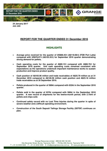 Vorschaubild Grange Resources Quartalsbericht 2016-q4