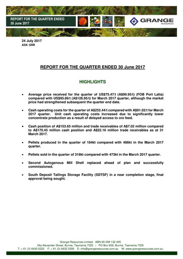 Vorschaubild Grange Resources Quartalsbericht 2017-q2