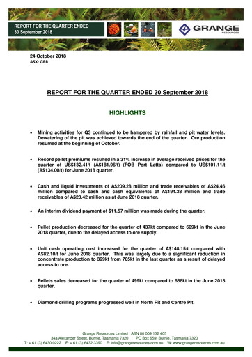 Vorschaubild Grange Resources Quartalsbericht 2018-q3