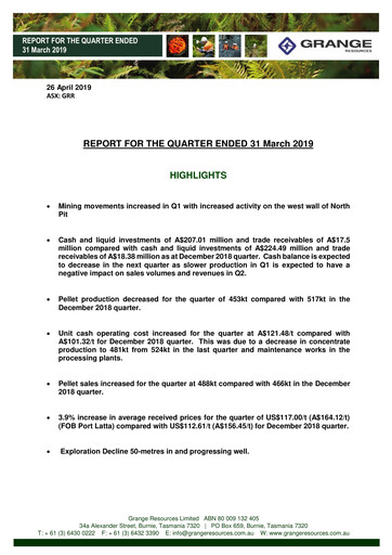 Miniature Grange Resources Rapport trimestriel 2019-q1