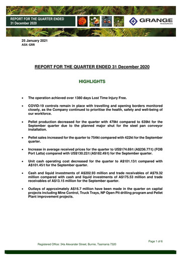 Miniature Grange Resources Rapport trimestriel 2020-q4