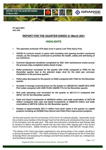 Miniature Grange Resources Rapport trimestriel 2021-q1