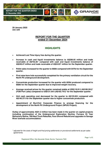 Miniature Grange Resources Rapport trimestriel 2024-q4