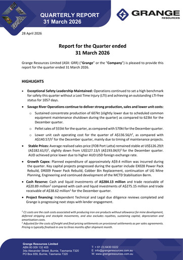 Thumbnail Grange Resources Quarterly Report 2026-q1