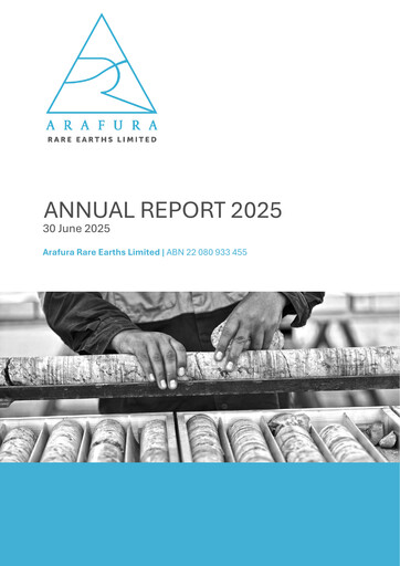 Thumbnail Arafura Rare Earths Annual Report 2025