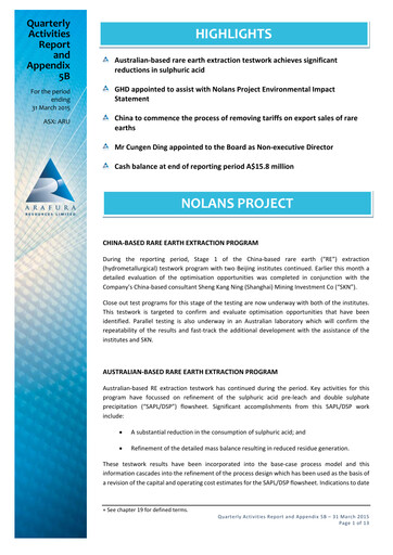Thumbnail Arafura Rare Earths Quarterly Report 2015-q1